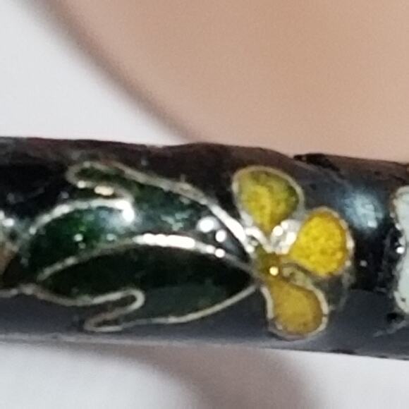 Vintage cloisonne black painted enamel hinged bangle 1.2000 - Picture 11 of 15